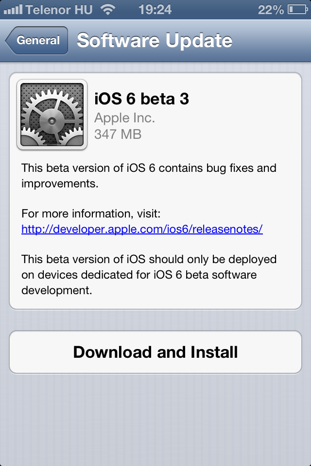 Megjelent az iOS 6 beta 3