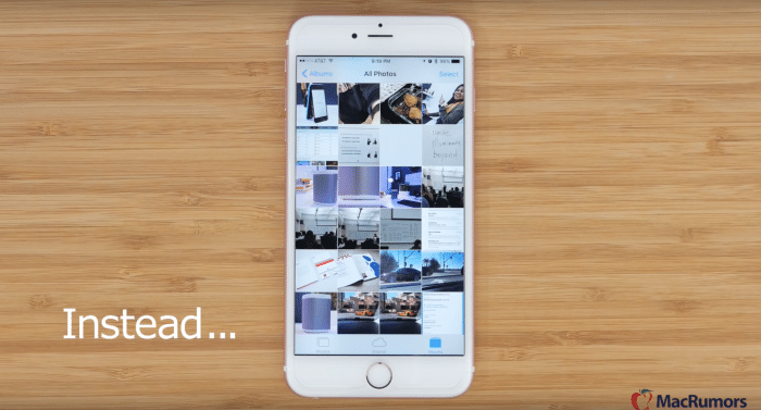 Borítókép: Sok fotó a Fotók appon belül egy iPhone 6s készüléken.