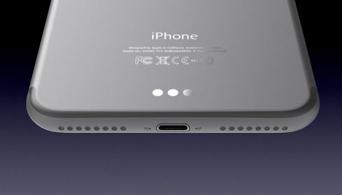 Borítókép: iPhone koncepciókép a készülék hátulján alul elhelyezkedő Smart Connector három érintkezőjével.