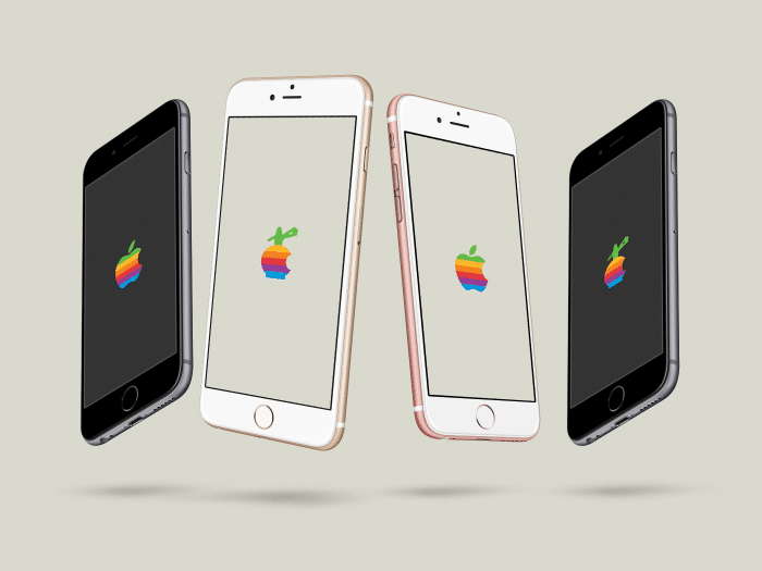 Kép: A szivárványszínes Apple logó – és annak mintájára Szifon logó.