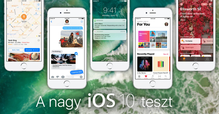 Borítókép: A nagy iOS 10 teszt – öt iPhone 6s egymás mellett az új rendszer újdonságaival.
