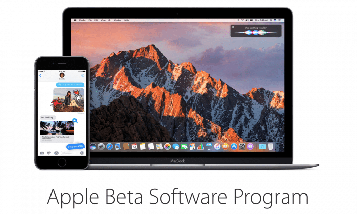 Borítókép: Az Apple Beta Software Program oldalának nyitóképe az iOS 10-zel és a macOS Sierrával.