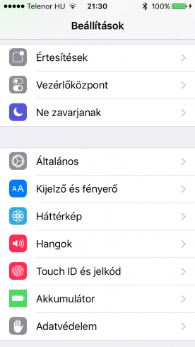 iOS9b3-Beallitasok