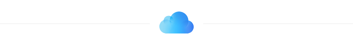 Elválasztó kép: iCloud logó – kék felhő négy gomollyal.