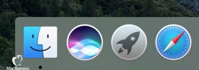 Kép: A Siri ikonja a dockon.