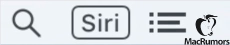 Kép: Siri ikon a menüsávon.