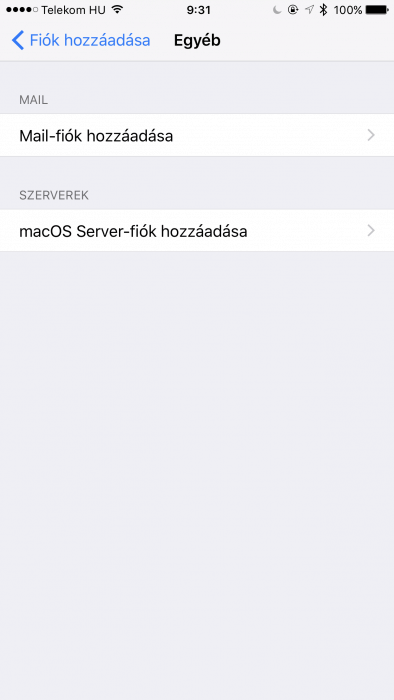 macOS Server-fiók hozzáadása iOS-en