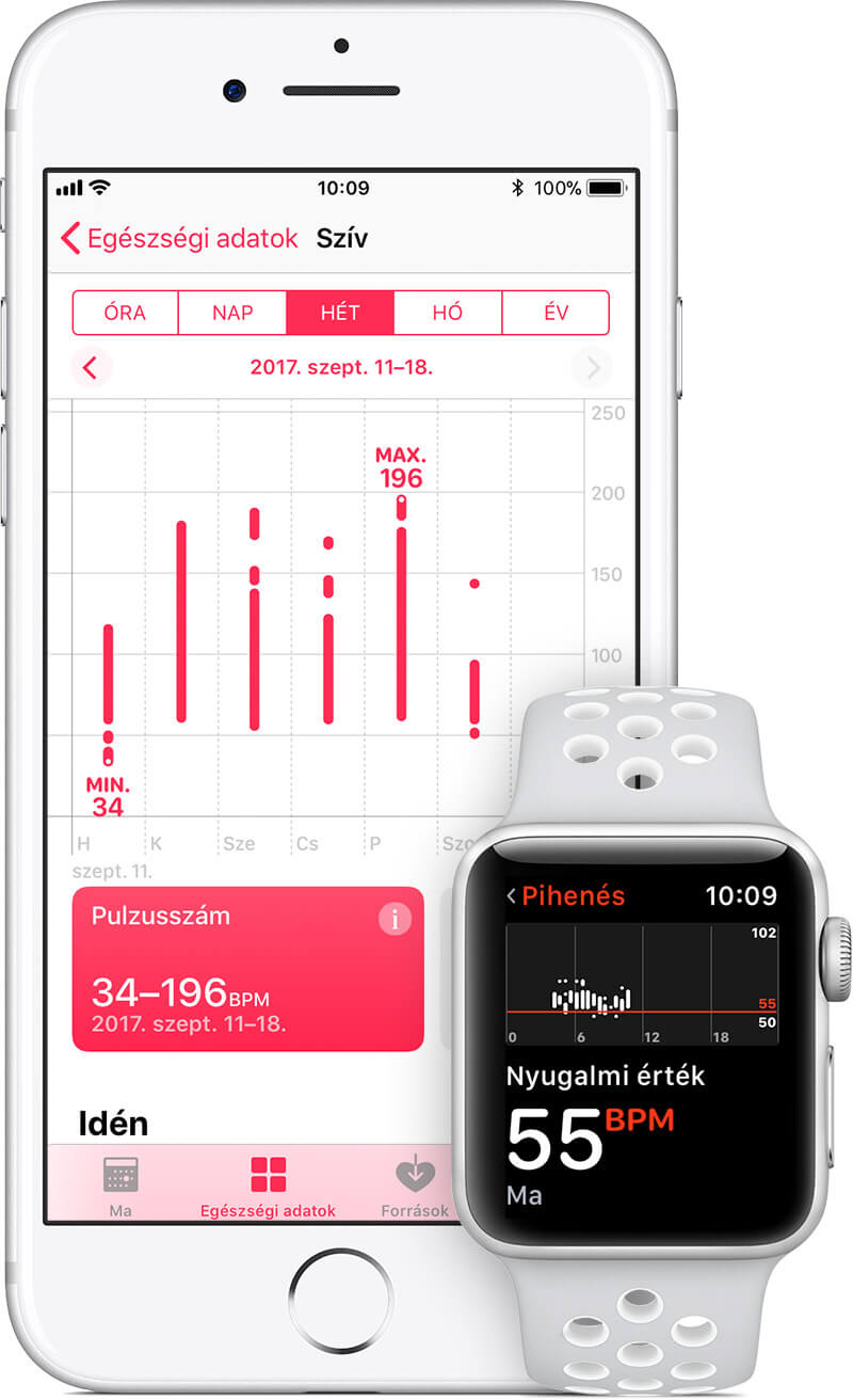 A beépített pulzusszám-alkalmazás használata az Apple Watch-on