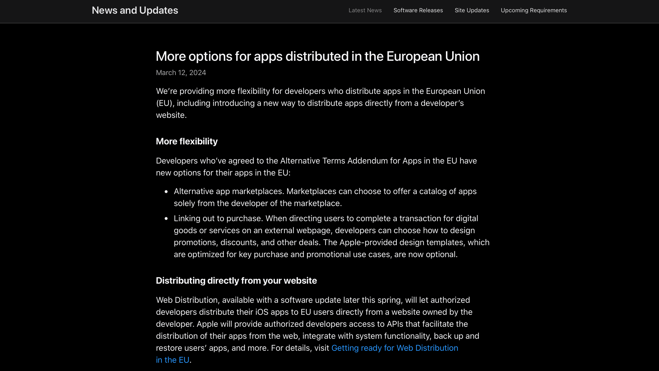 Változtat az Apple: az EU-ban egyes fejlesztők weboldaláról is letölthetünk majd appokat