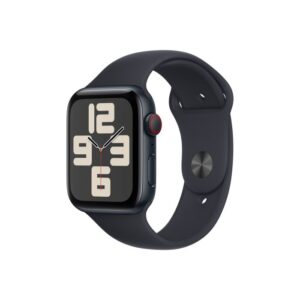 Apple Watch SE GPS + Cellular – 44 mm-es éjfekete alumíniumtok, éjfekete sportszíj - M/L