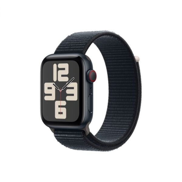Apple Watch SE GPS + Cellular – 44 mm-es éjfekete alumíniumtok, éjfekete sportpánt