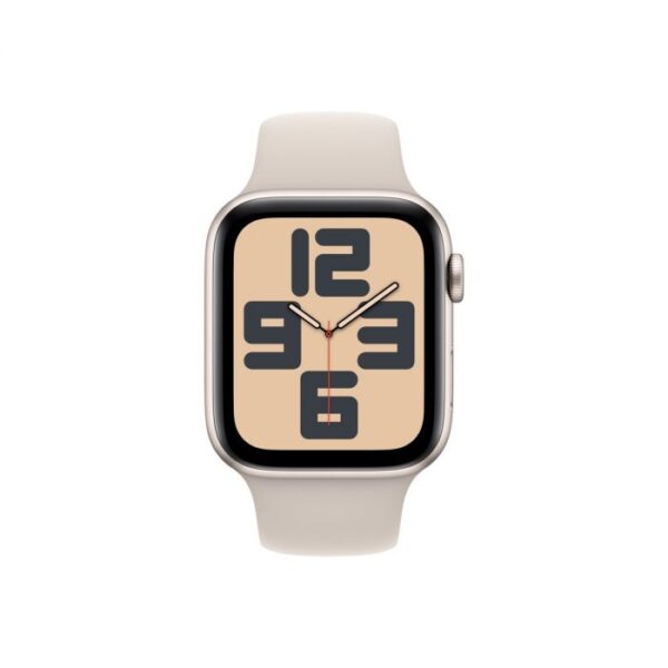 Apple Watch SE GPS + Cellular – 44 mm-es csillagfény alumíniumtok, csillagfény sportszíj - S/M