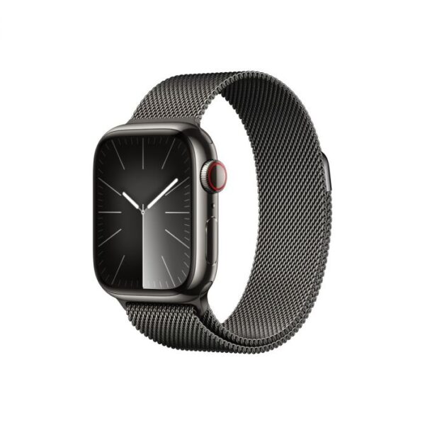 Apple Watch Series 9 GPS + Cellular – 41 mm-es grafitszínű rozsdamentesacél tok, grafitszínű milánói szíj