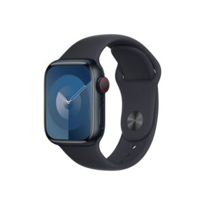 Apple Watch Series 9 GPS + Cellular – 41 mm-es éjfekete alumíniumtok, éjfekete sportszíj - M/L