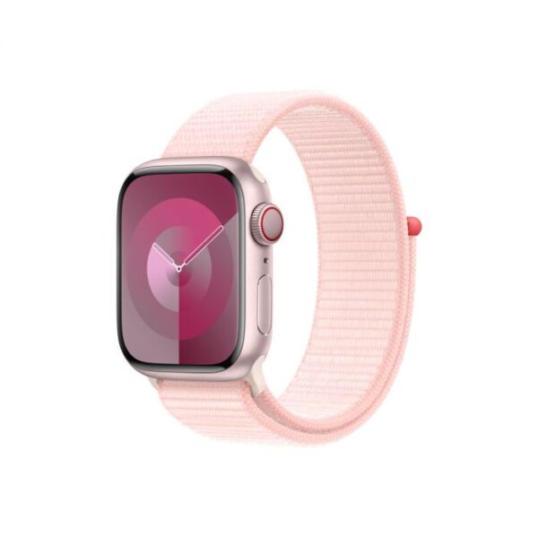 Apple Watch Series 9 GPS + Cellular – 41 mm-es rózsaszín alumíniumtok, világos rózsaszín sportpánt