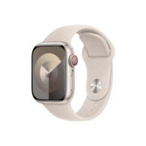 Apple Watch Series 9 GPS + Cellular – 41 mm-es csillagfény alumíniumtok, csillagfény sportszíj - S/M