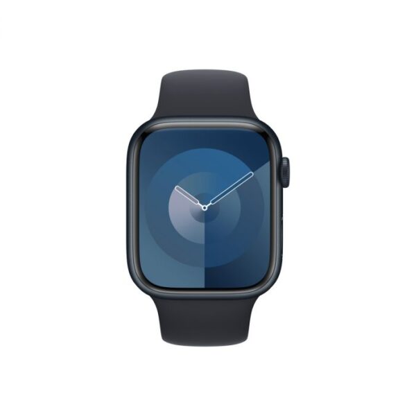 Apple Watch Series 9 GPS + Cellular – 45 mm-es éjfekete alumíniumtok, éjfekete sportszíj - S/M