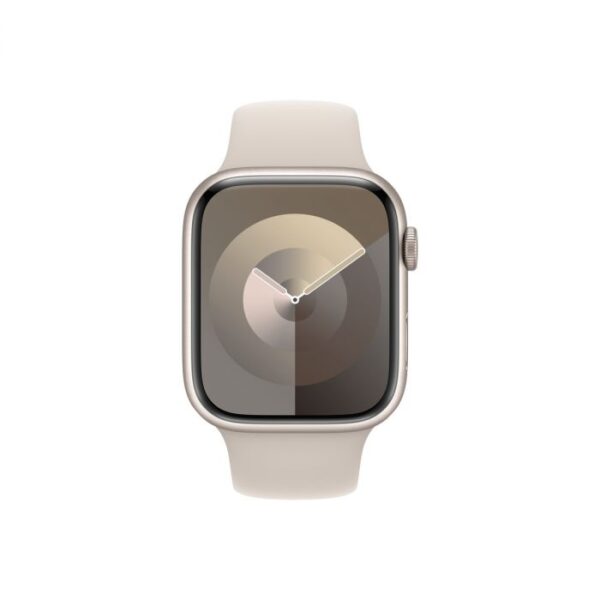 Apple Watch Series 9 GPS + Cellular – 45 mm-es csillagfény alumíniumtok, csillagfény sportszíj - M/L