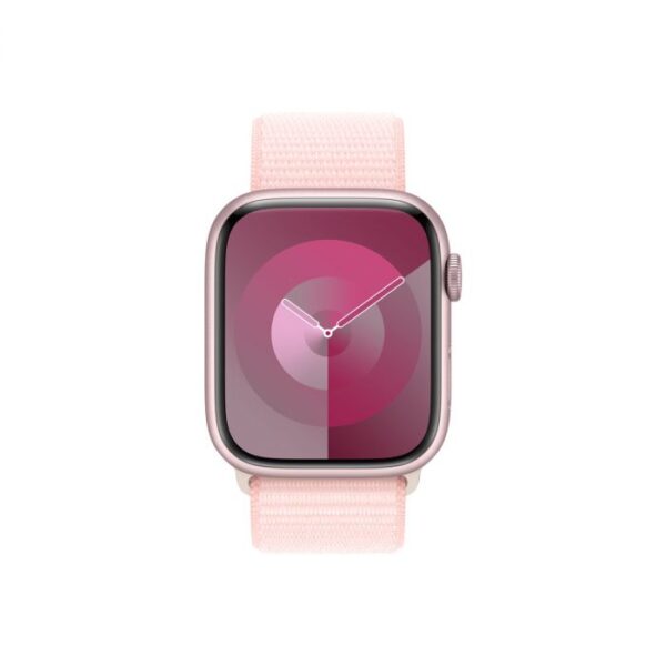 Apple Watch Series 9 GPS – 45 mm-es rózsaszín alumíniumtok, világos rózsaszín sportpánt