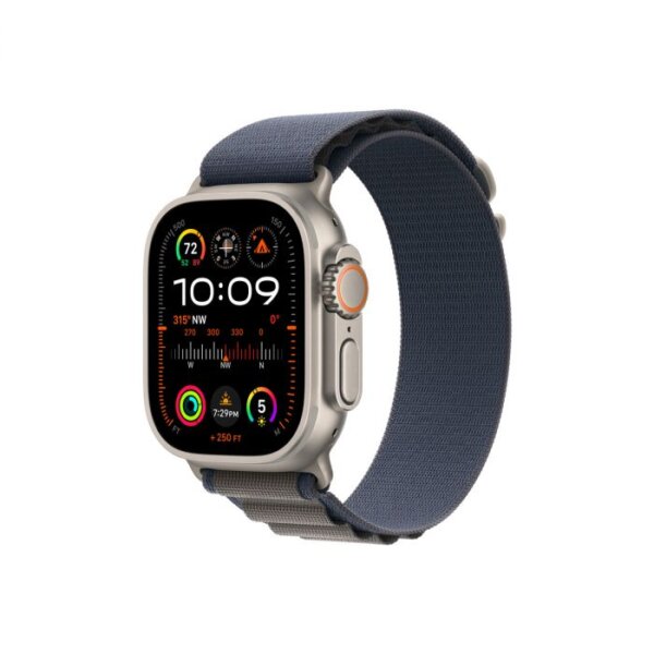 Apple Watch Ultra 2 GPS + Cellular – 49 mm-es titántok, kék alpesi pánt - M