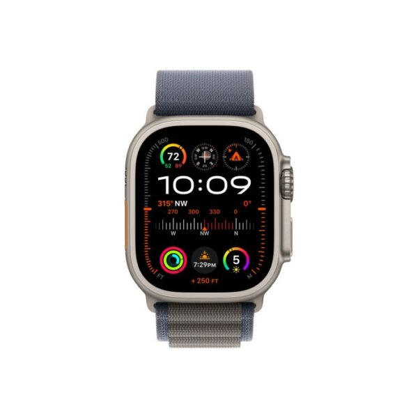 Apple Watch Ultra 2 GPS + Cellular – 49 mm-es titántok, kék alpesi pánt - L