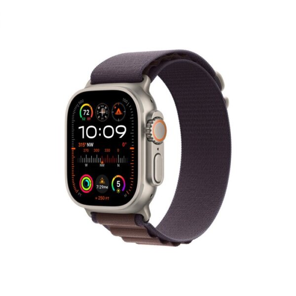 Apple Watch Ultra 2 GPS + Cellular – 49 mm-es titántok, indigó alpesi pánt - M