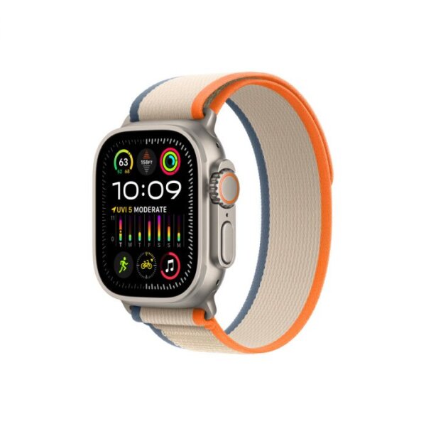 Apple Watch Ultra 2 GPS + Cellular – 49 mm-es titántok, narancs-bézs terep pánt - S/M