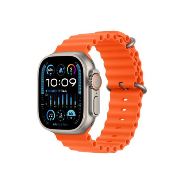 Apple Watch Ultra 2 GPS + Cellular – 49 mm-es titántok, narancs óceán szíj