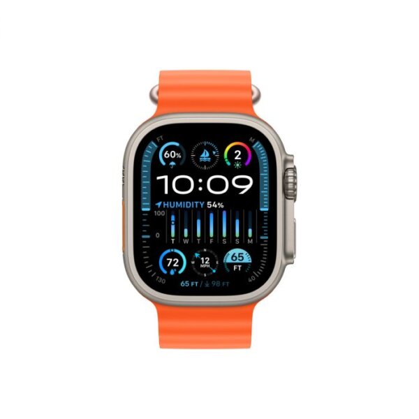 Apple Watch Ultra 2 GPS + Cellular – 49 mm-es titántok, narancs óceán szíj
