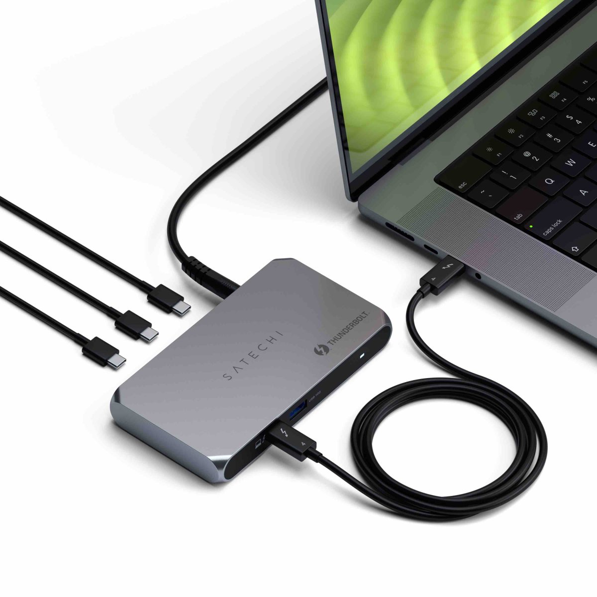Satechi - Thunderbolt 4 Slim Hub Pro (3x Thunderbolt 4 Downstream portok 40 Gbps, 15W, 2x 4K 60Hz, 1x 8K 30H ) - Ezüst - Image 4