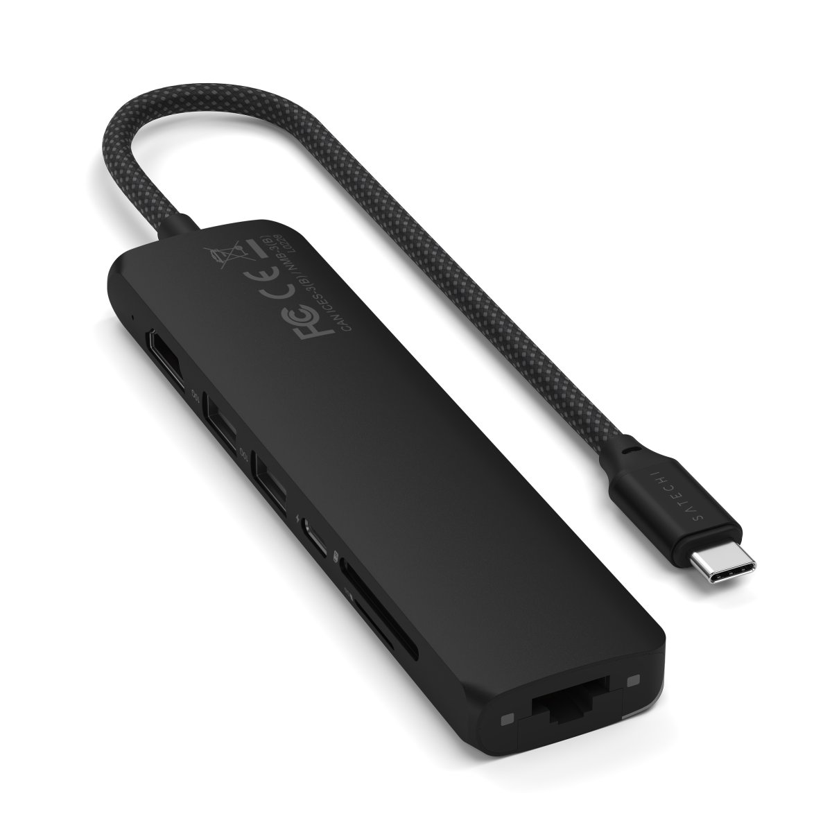 Satechi - 7 az 1-ben USB-C Slim multiport adapter Ethernet csatlakozóval - Fekete - Image 4