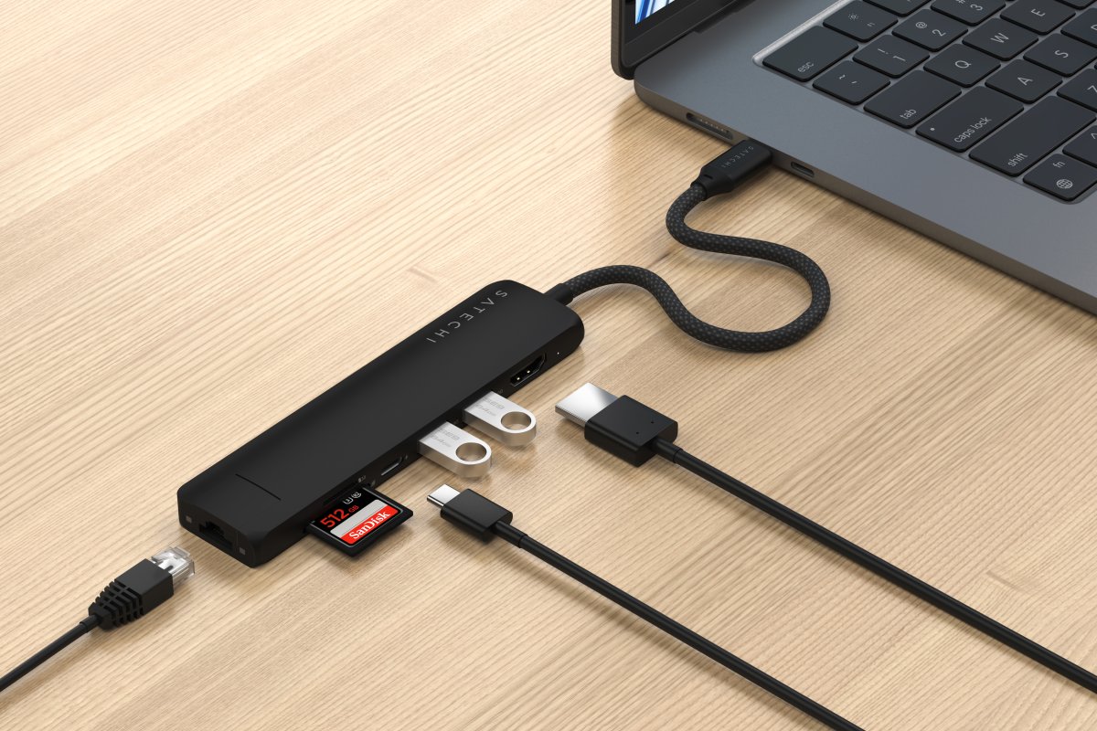 Satechi - 7 az 1-ben USB-C Slim multiport adapter Ethernet csatlakozóval - Fekete - Image 3