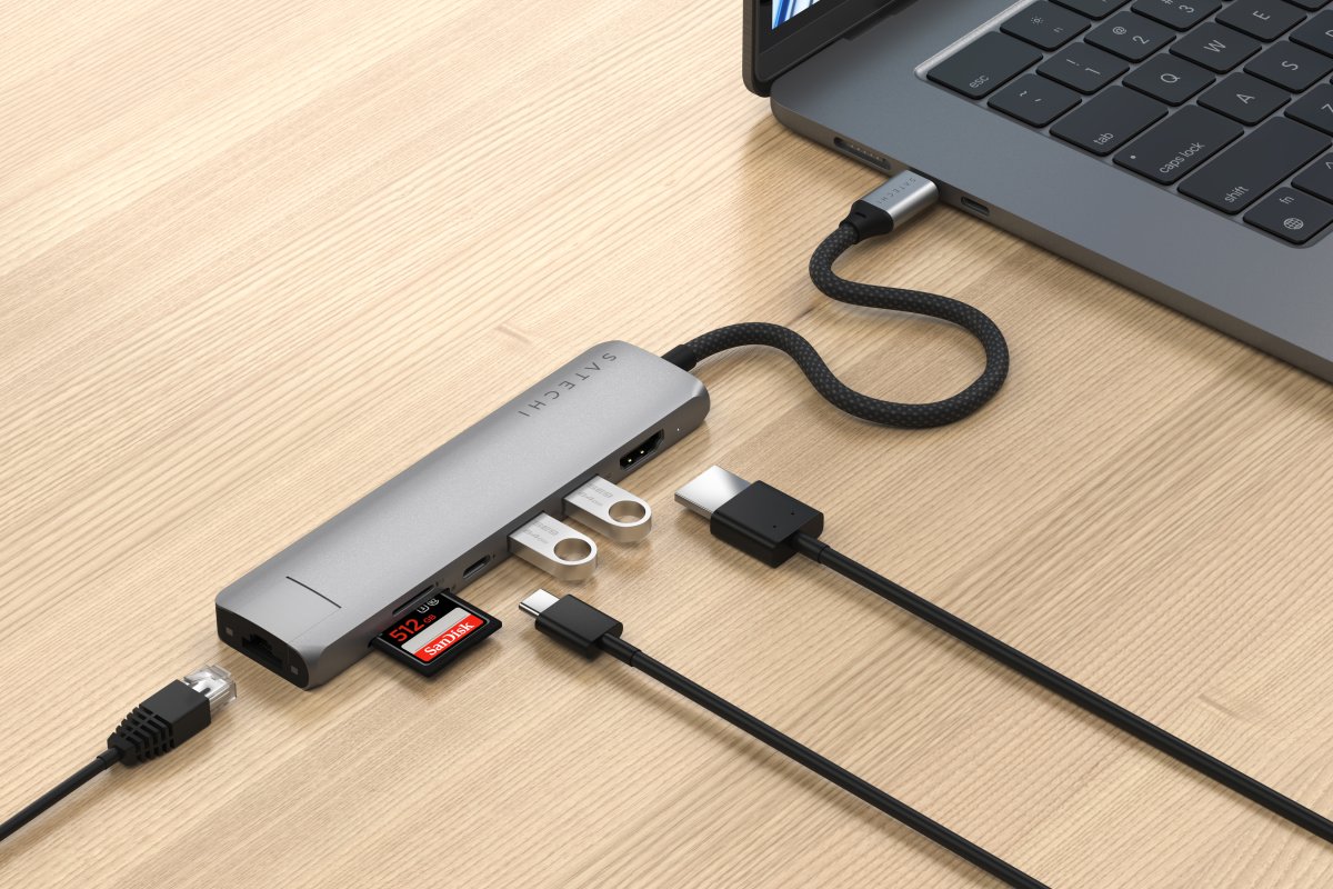 Satechi - 7 az 1-ben USB-C Slim multiport adapter Ethernet csatlakozóval - Szürke - Image 2