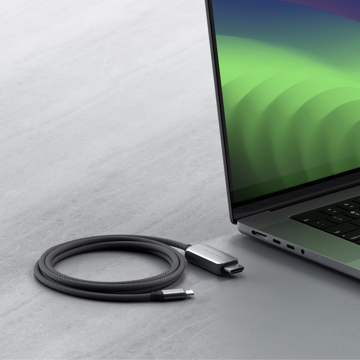 Satechi - USB-C HDMI 2.1 8K kábel 4K/60Hz, 8K/60Hz, 4K 60Hz/120Hz, 2K/40Hz, 1080P/500Hz, Dynamic HDR10+ HDCP 1.4 & HDCP 2.3) - Szürke - Image 2