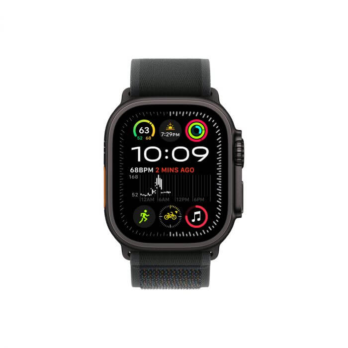 Apple Watch Ultra 2 GPS + Cellular – 49 mm-es fekete titántok, fekete terep pánt - S/M