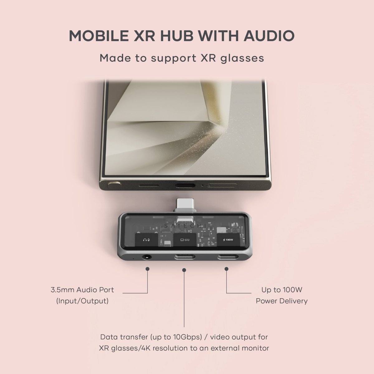 Satechi - Mobile XR hub kettős USB-C-vel és hanggal - Szürke - Image 6