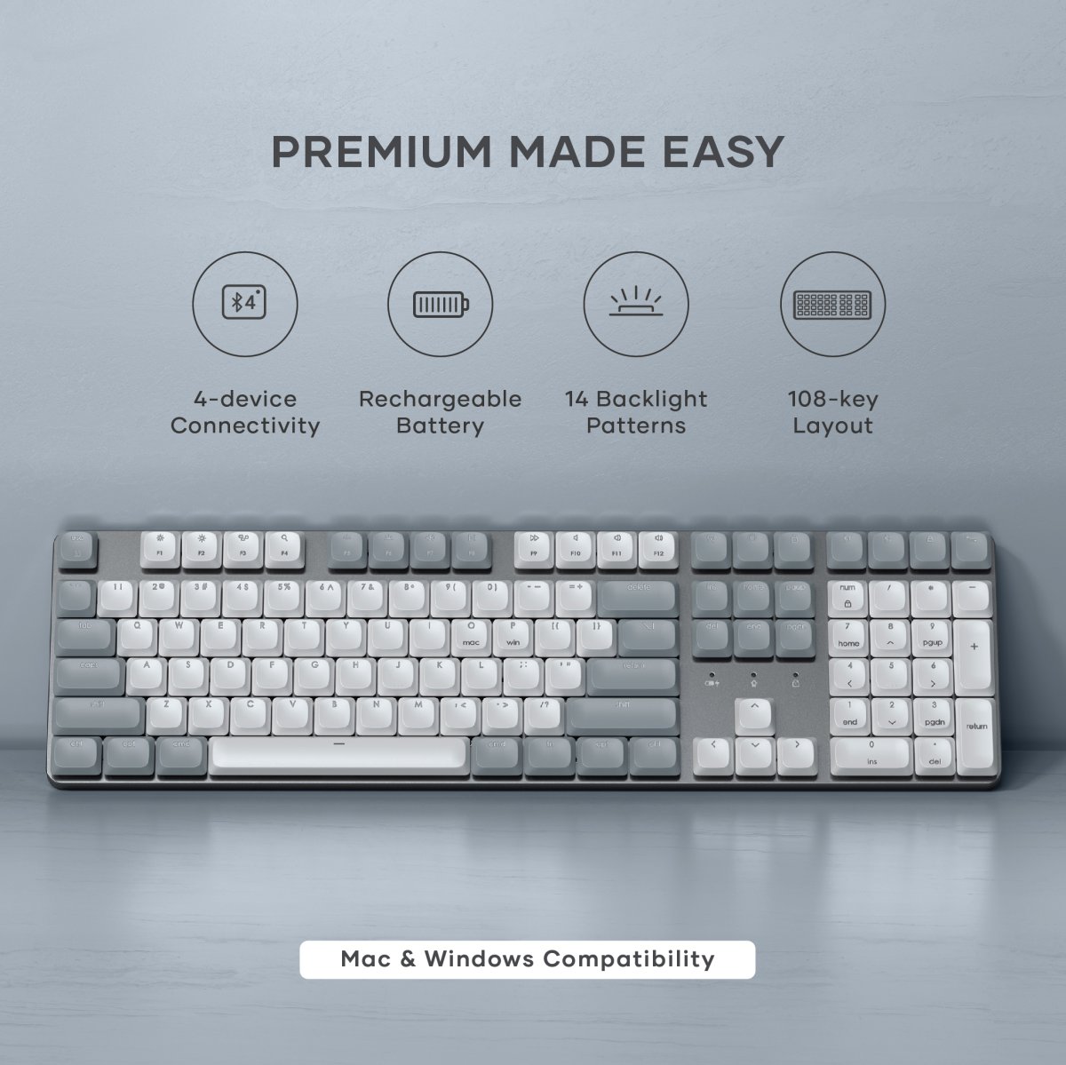 Satechi - SM3 Slim mechanikus háttérvilágítású Bluetooth billentyűzet (Light) - US - Light - Image 6