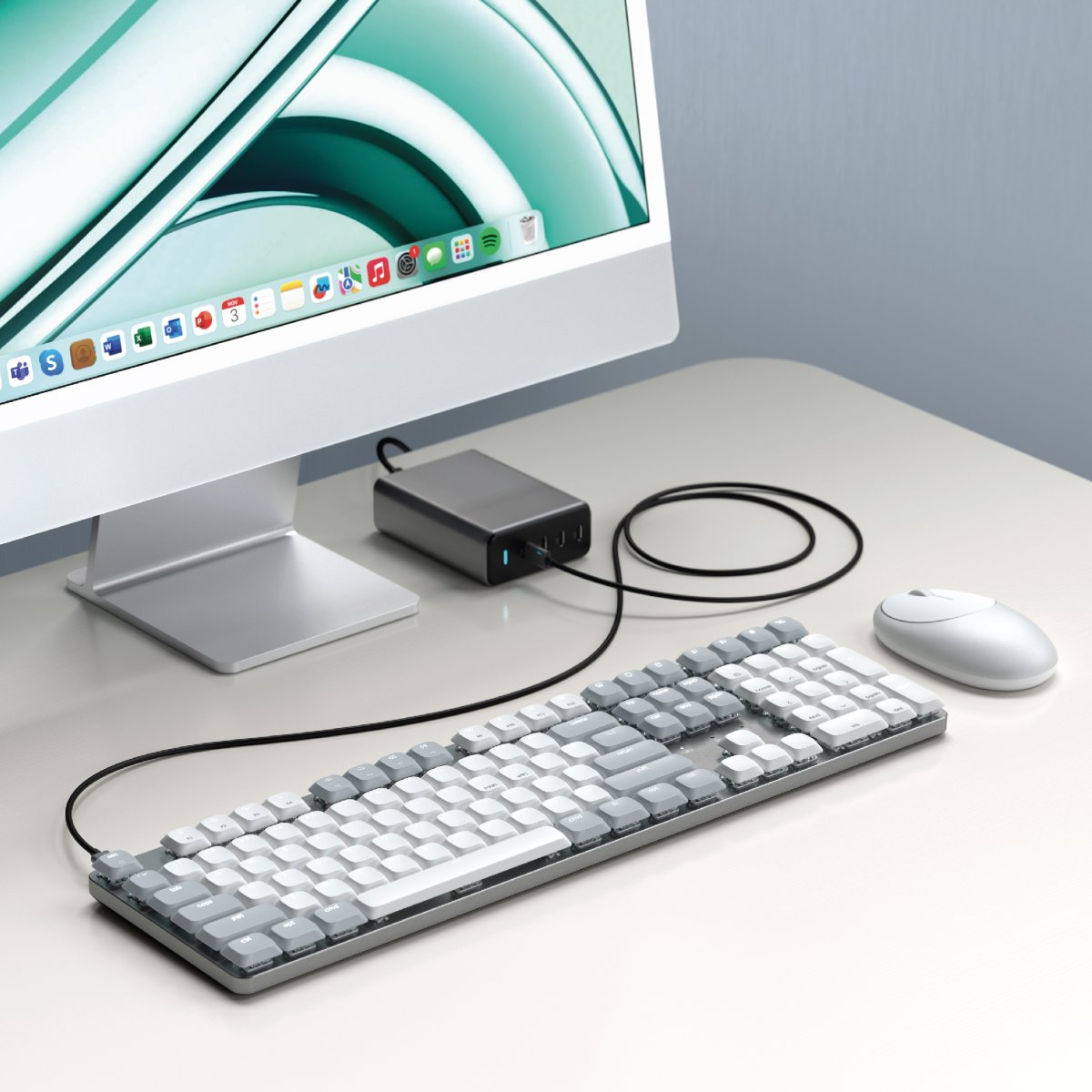 Satechi - SM3 Slim mechanikus háttérvilágítású Bluetooth billentyűzet (Light) - US - Light - Image 5