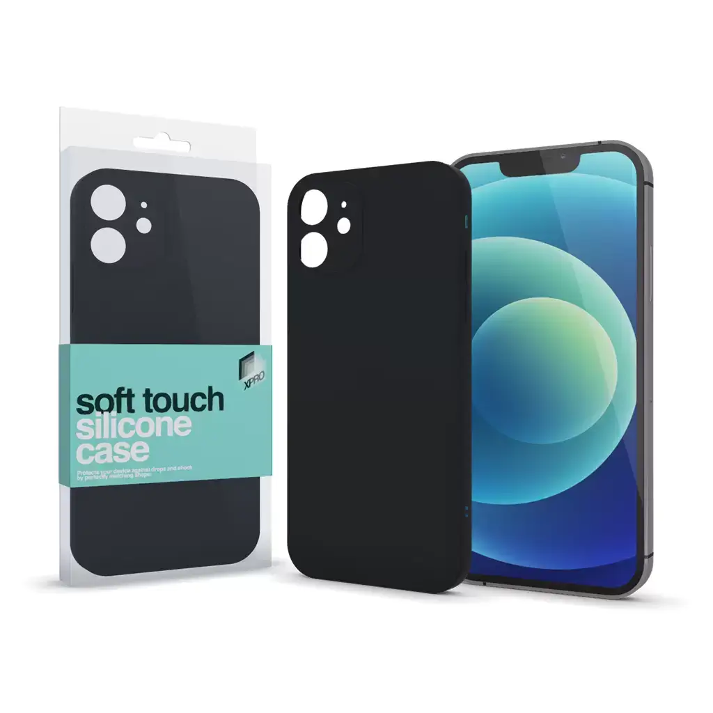 XPRO™ Soft Touch szilikon tok Slim Fekete Apple iPhone 12 Mini készülékhez