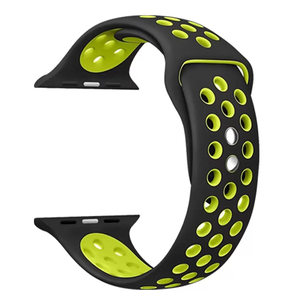 XPRO™ Apple Watch lélegző sport szíj Fekete / Zöld Apple Watch 38mm / 40mm / 41mm / 42mm (S10) készülékhez