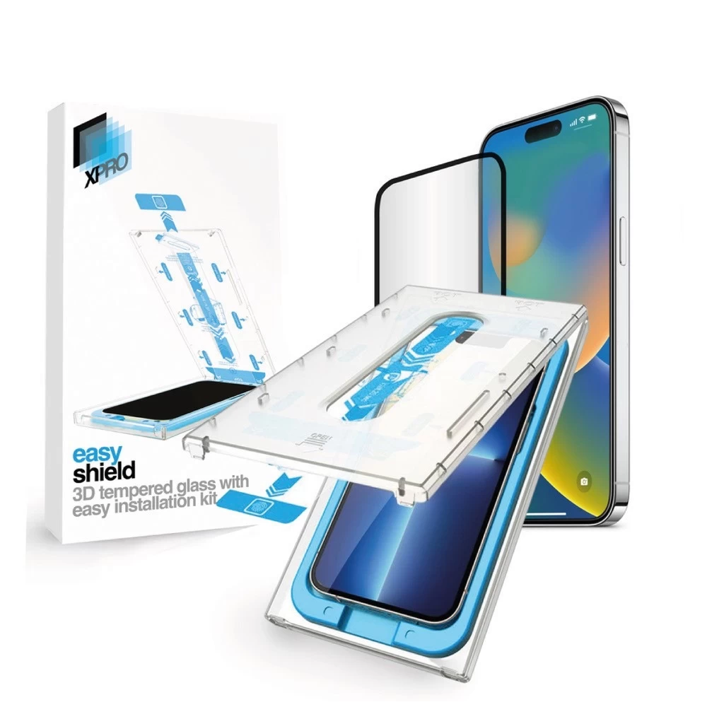 XPRO™ Easy Shield 3D kijelzővédő üveg / üvegfólia, felhelyező készlettel Apple iPhone 13 Pro Max / Apple Iphone 14 Plus készülékhez